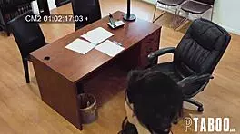 Intense office tape catches becky bandini's big tits and ass action