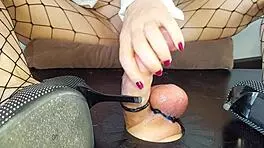 does the mistress test this big cock with vibrator for strongest squirt orgasm in 69?