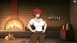 Risky Blowjob Under Table in Public Tomboy Hentai Game Ep 2