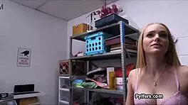 security guard fiercely grabs blonde's huge tits in office