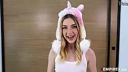 petite demi hawks rides big cock, deepthroats and fingers