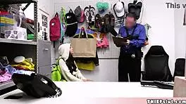 shoplifter's hairy pussy gets punished by security guard