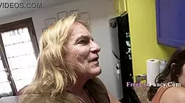 Honey, help step grandpa with his balls in this taboo threesome