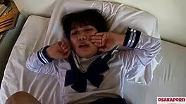 First Squirt Explosion! Cute 18-Year-Old With Big Eyes Cums Twice In Costume