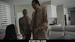 Asian foster teen 18+ learns to please her new parents with skills