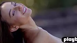 Watch Gloria Sol strip naked outdoors, posing with her tits and ass? She's loving every second.