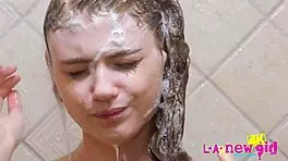 teen takes sexy shower in 4k