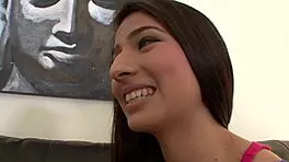 Wow! Lesbian teens Lilly Banks and Megan Salinas licking shaved pussies!