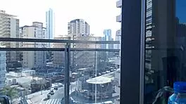 hot gamer girl flashing big boobs on balcony