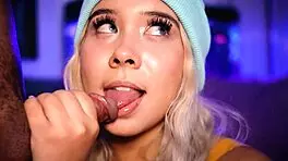 Chubby teen sucks boyfriend's cock online