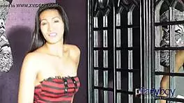 Skinny Pi Ladyboy Wanks And Cums Hard!