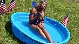 Wow! Nina Rivera toys pussy in backyard on July 4th!