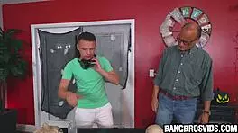 Petite blonde sucks monster cock in stockings costume