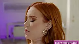 Busty Redhead Fingers Petite Blonde Masseuse in Wet Sex Massage
