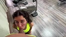 Risky gym sex with hot cum swallowing! Can't believe we did it!