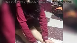 Mexican girlfriend gets cum on ass after class in homemade quickie