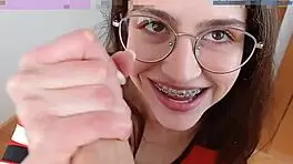 Cum on my braces now! Dirty talking teen Shanaxnow gives wild blowjob in bedroom!