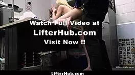 LP officer says, Suspect, you're shoplifting? Come to the backroom! Teen 18+ punished with riding and blowjob in garage.