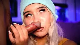 Blonde with cute face GIVES boyfriend an intense FOOTJOB