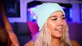 Blonde with cute face GIVES boyfriend an intense FOOTJOB