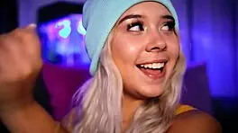 Blonde with cute face GIVES boyfriend an intense FOOTJOB