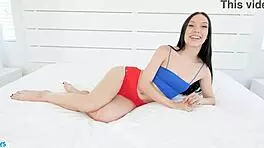 Jazmin Luv Shines as Casting Couch Newcomer in Petite 18+ Debut Scene.