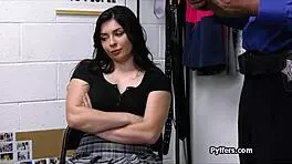 fingering and fucking dark haired suspect in office