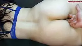 stepsister in shorts on sofa