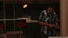 Skinny Blonde Teen Teases Step Crony First Time