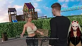 gamer girl plays steamy porn game in latex outdoors