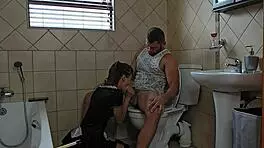 French Maid Chokes On Cock For Cumshot