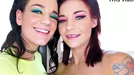 kylie pierce and daisy love contrast their petite frames with a massive cock in this pov double blowjob leading to cum swallows
