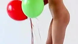 Teen Poses Nude With Balloons In Fun Photo Session.