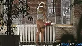 Kinky teen 18+ gets intense cumshot on her feet