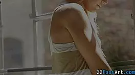 Kinky teen 18+ gets intense cumshot on her feet