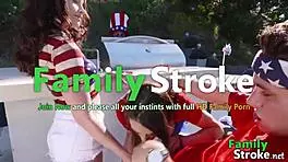 outdoor holiday fucking with stepfamily in america, big tits milf involved