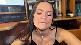 Deep slobbering POV blowjob with cum in mouth