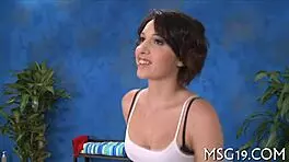 Massage turns into handjob blowjob on oiled teen babe's shaved pussy!