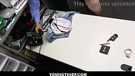 cute skinny blonde teen shoplifter caught stripping with narrow ass