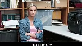 Officer catches hot teen thief Emma Hix in the shop