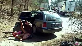 Real Teen 18+ Street Fuck in Outdoor Parking Spot Doggystyle