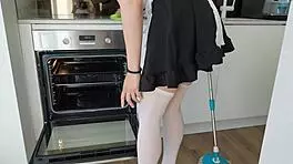 Horny maid, can you clean my cock like that?