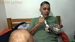 teen sucks stepbrother's dick with ice cream until he cums