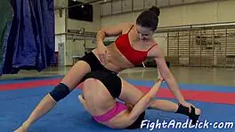 European Wrestling Teens with Small Tits Licking Shaved Pussies