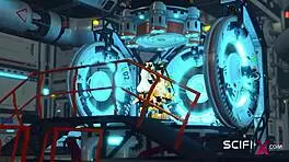 Sci-Fi BDSM Cuffed Hottie and Shemale Android Fucked in Lab