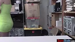 Nervous Teen Shoplifter Gets Bent Over and Fucked by Security