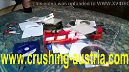 Kimberly asks, 'Want to jerk off to my feet in heels?'