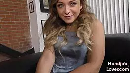 Petite 18+ Girlfriend Wanking Boyfriend's Cock POV with Dirty Talk Close-Up