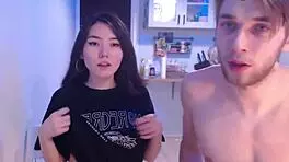 Petite Asian Teen Flashing Tits On Webcam With White Guy?