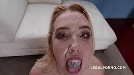 Samantha Rone takes double anal and triple penetration. She swallows cum.